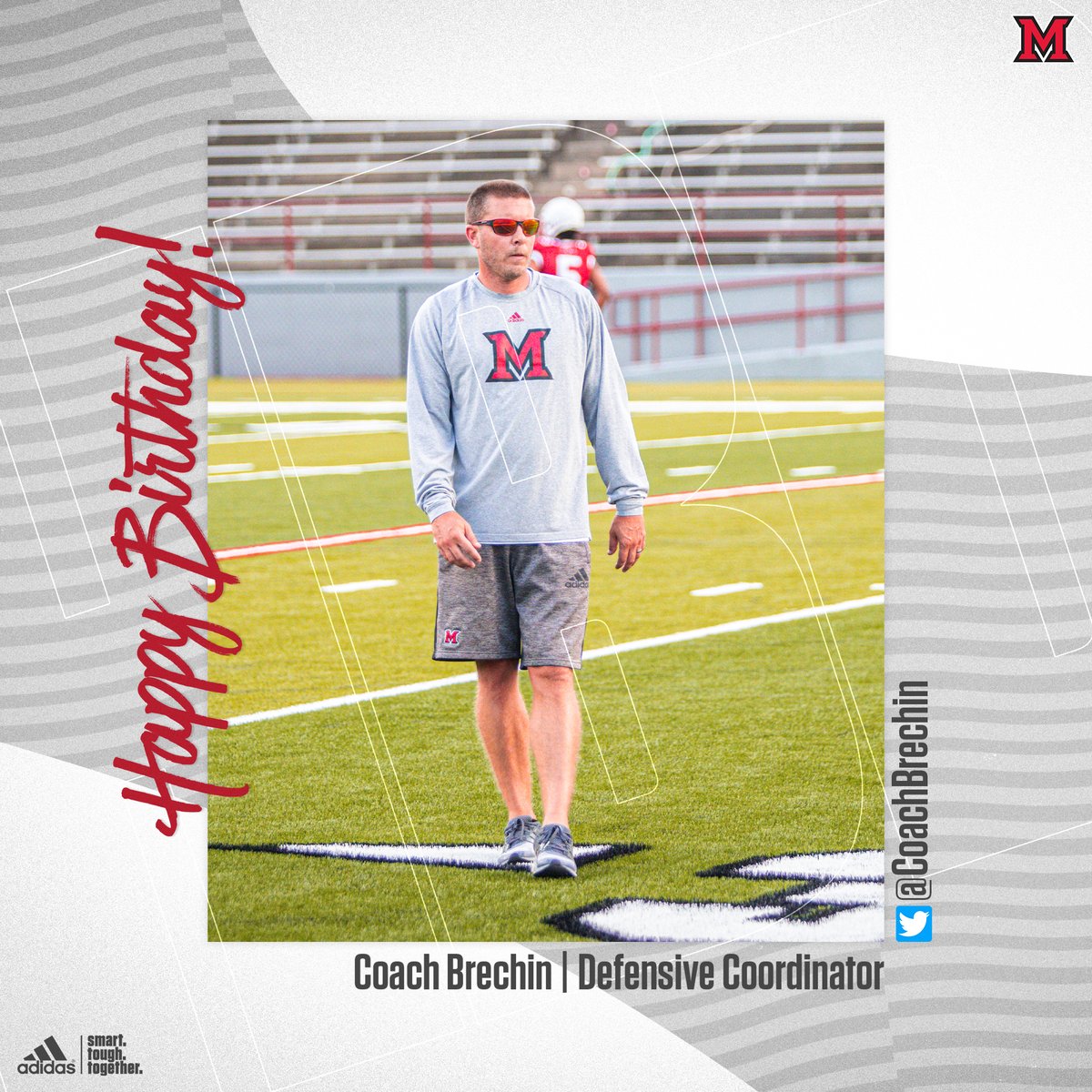 MiamiOHFootball's tweet photo. Happy Birthday, @CoachBrechin‼️

SMART. TOUGH. TOGETHER.

#RiseUpRedHawks |🎓🏆 https://t.co/H2MF7czXMk