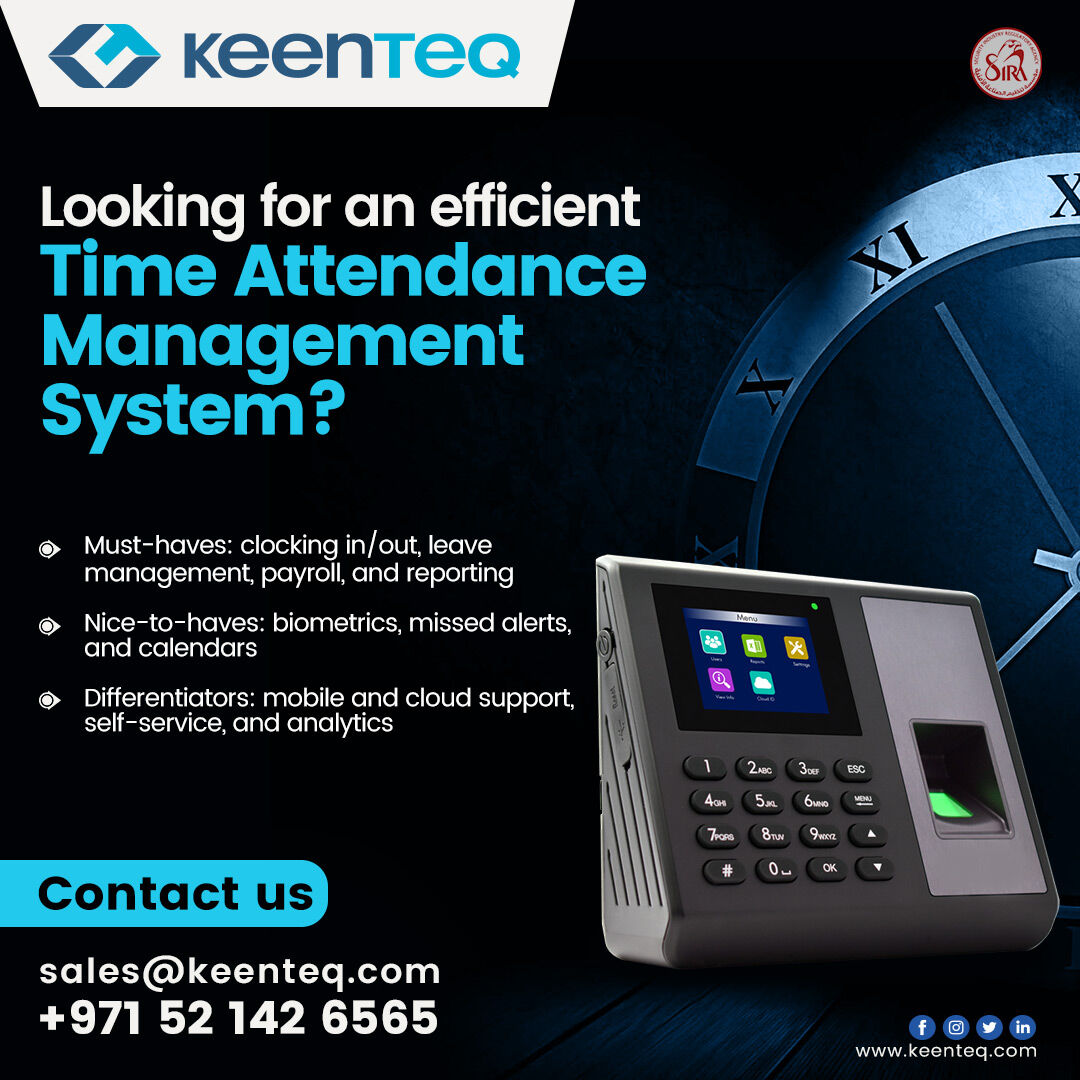 Do you still rely on the old manual time sheets and antiquated systems? consider upgrading to our time attendance management system which gives you so much more.

#timeattendancesystem #timeattendancesystemsuae #attendance #biometric #security #accesscontrol #keenteq