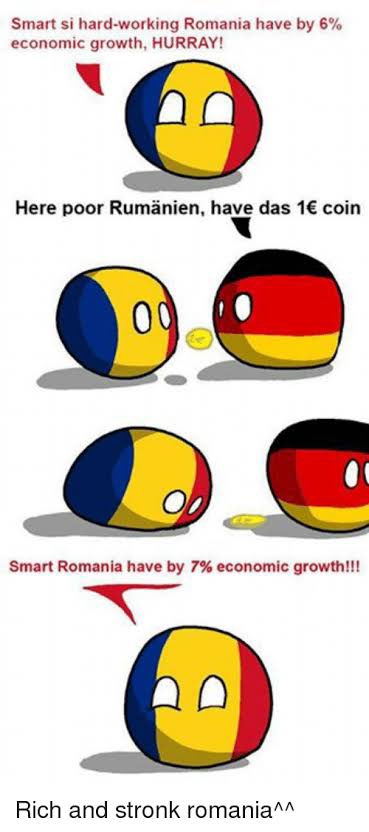 PB_fangirl's tweet photo. Another #Romaniaball meme posted by @SirPsychoBSSM on Reddit. 

1% economic growth stronk Romania! 

#countryball #germanyball https://t.co/fopr3sCY9k