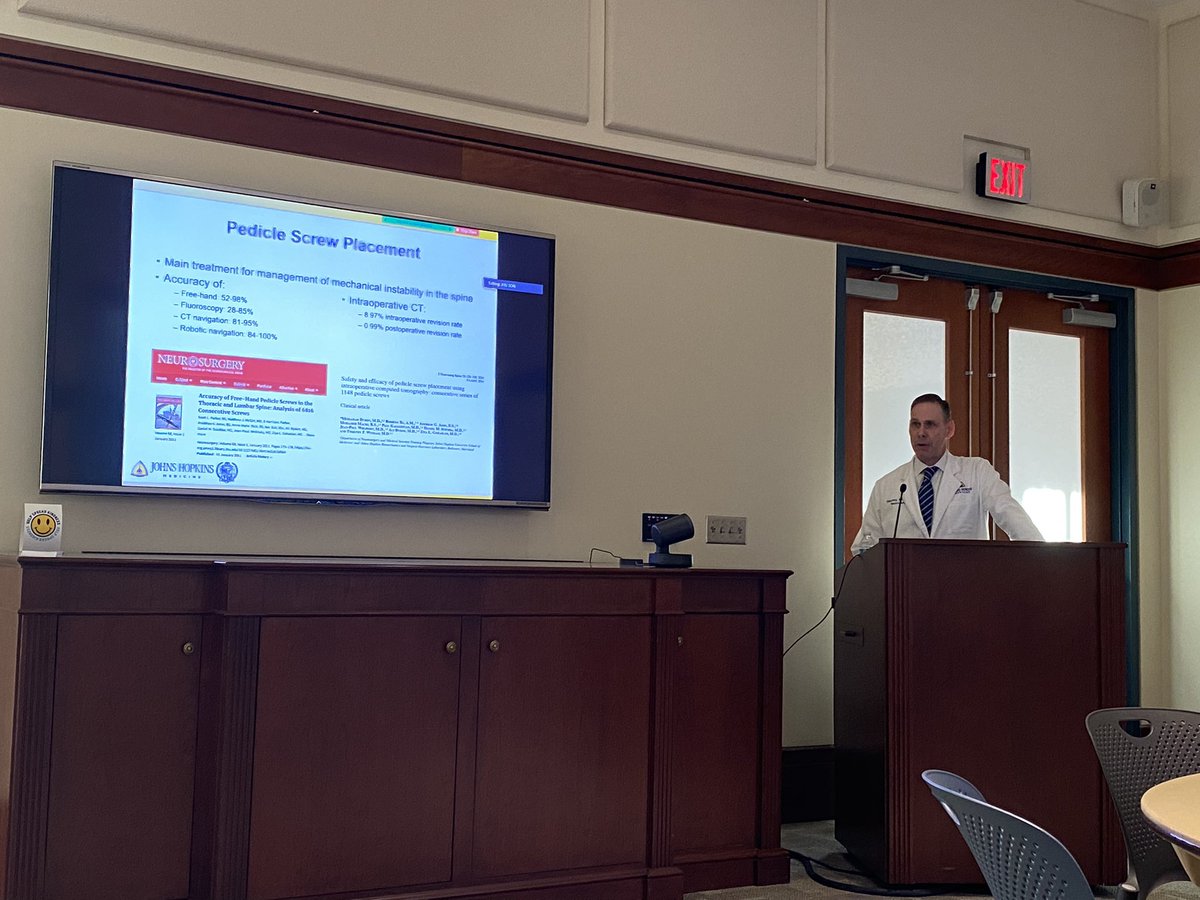 LaPetitePedicle's tweet photo. Great update on the status of augmented reality in spine surgery by @TimWithamMD at @HopkinsNsurg Grand Rounds this morning! https://t.co/tXNC65X1tB