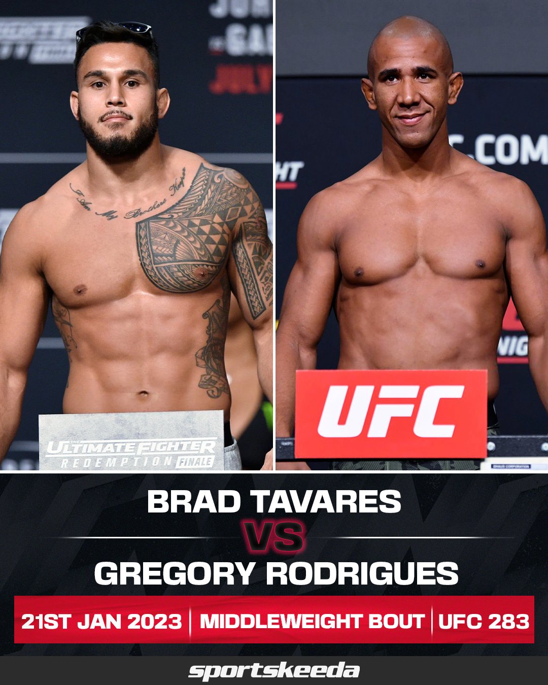 Sportskeeda MMA on X: Brad Tavares vs Gregory Rodrigues booked for #UFC283  in Brazil 👊🇧🇷 #UFC #MMA