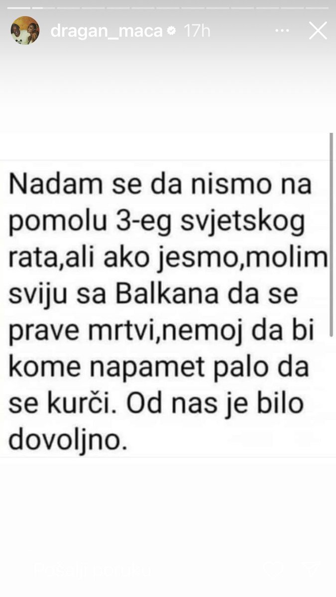 Inviato da Viber vb.me/letsUseViber… ovakvu temu gorko smjesnu, mogu izreci, samo moji street filosofi.. koji se , kao i obicno, zajebavaju na svoj racun i na svojih 30 godina , sjebanih, , od strane “ boraca za svoj narod..”