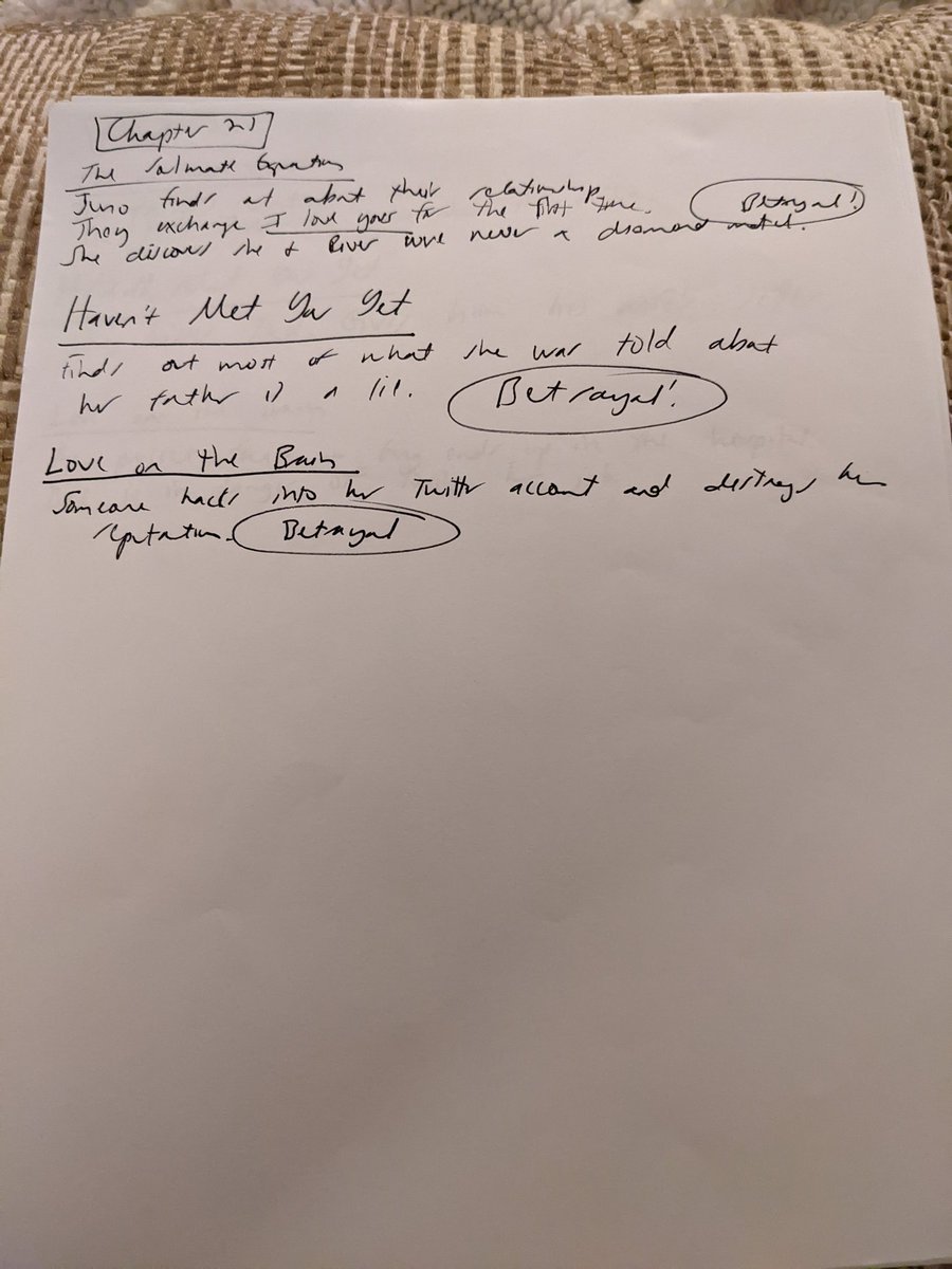 To get a better sense of romcom structure, I've been outlining my recent reads, and the results have been fascinating. Chapter 21 is apparently the betrayal chapter! #amreading