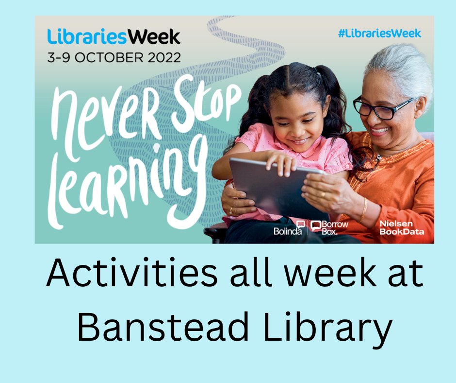 BansteadLib's tweet photo. Learn something new at Banstead Library for libraries week. #bansteadlibrary #libariesweek #neverstoplearning https://t.co/4Eqv8aePTd