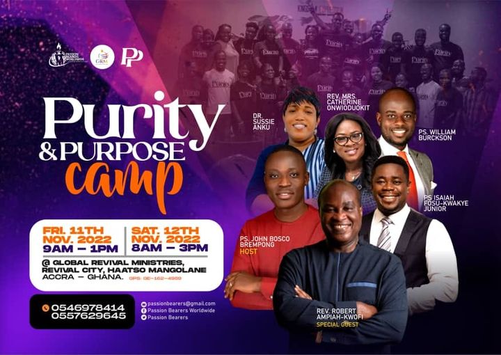 passionbearers's tweet photo. Have you registered for the FREE 2 DAY
PURITY AND PURPOSE CAMP
November, 2022 Ghana edition.
Kindly click here to register for reservations: https://t.co/cdZLCcCoUy
#passionbearers #purityandpurpose #campPandP https://t.co/xpeYBkP4B3