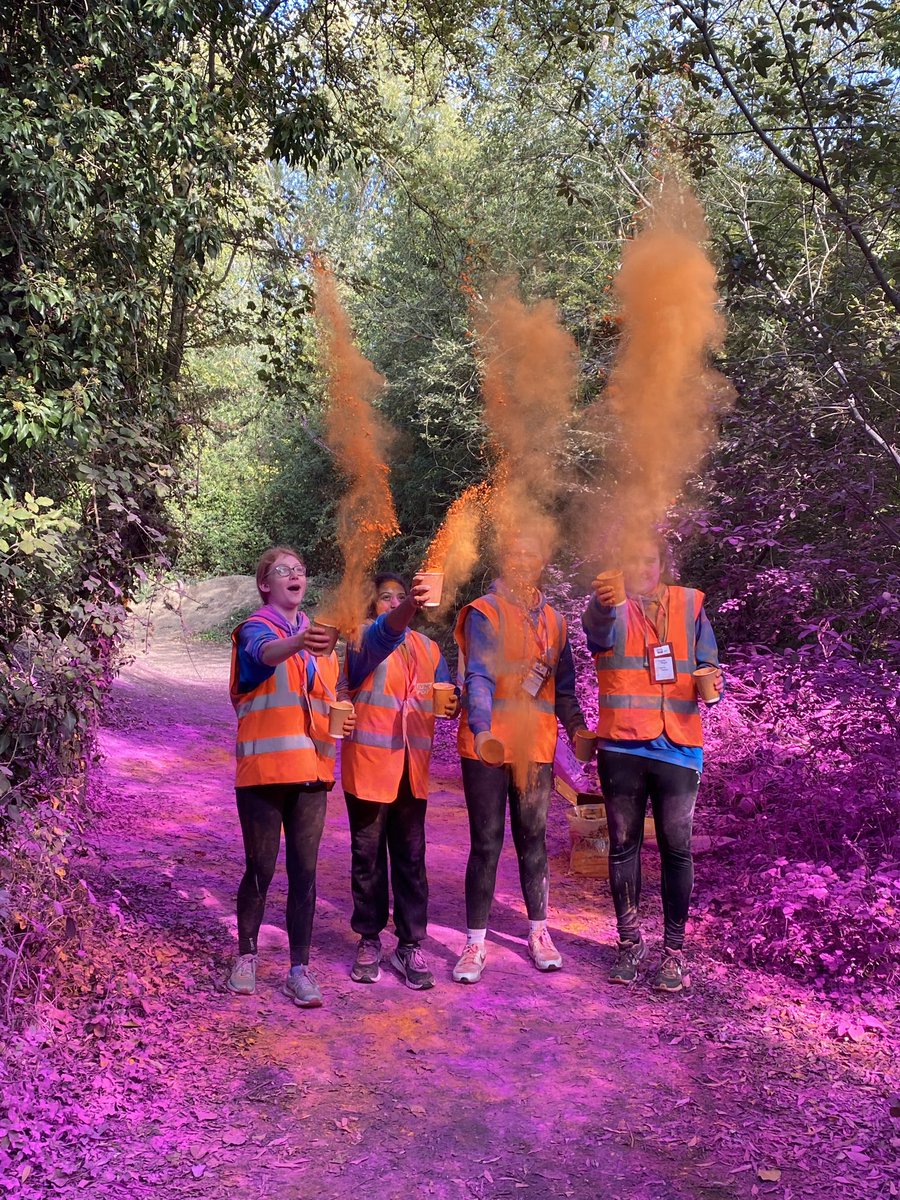 CamVC_PE's tweet photo. The sports leaders were fabulous today. Cheering, throwing paint and getting everyone involved! They are all totally covered now!!!! Thank you @Living_Sport for letting us join in the fun! https://t.co/hbbrThBybK