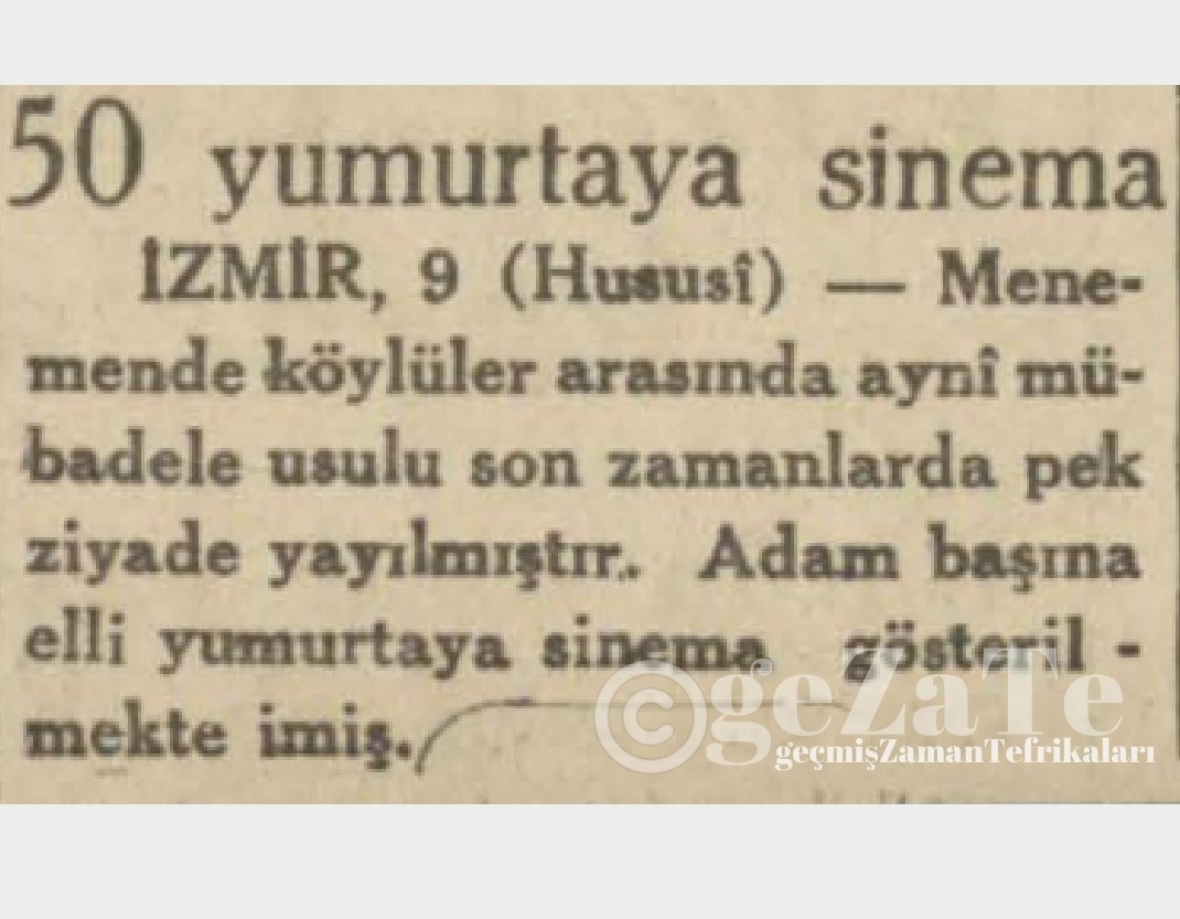 Sene 1933
50 yumurtaya 1 sinema