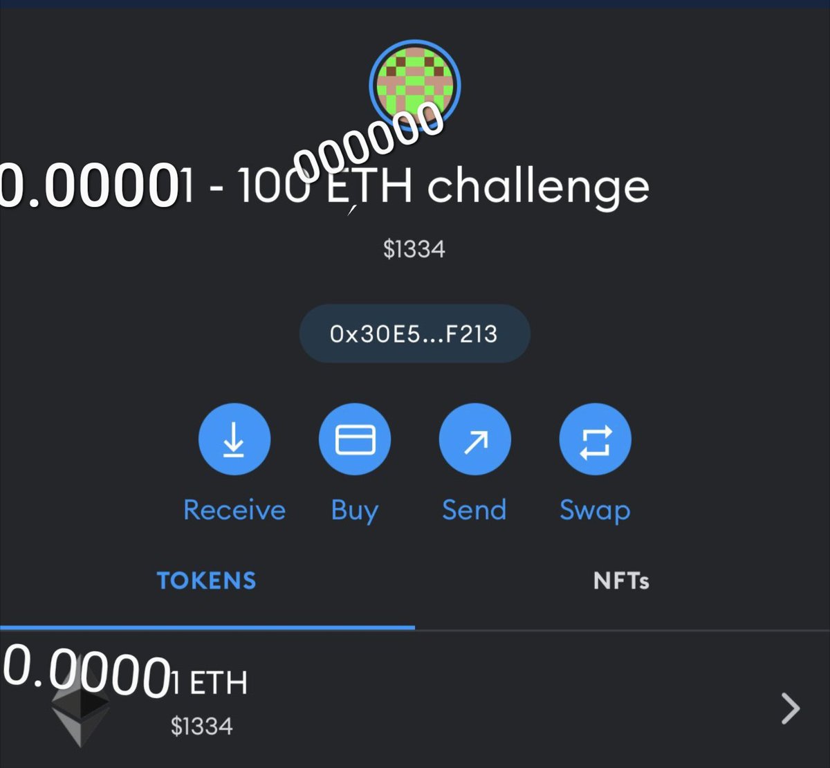nocryptonosmile's tweet photo. Trading 0.0001 ETH to 100000 ETH, I know its ambitious. Comment and follow to join.  

The first 250 that RT, like and send me an elephant may be considered...

#NFTs #NFT #whatisthisshit #tradelikenotomorrow https://t.co/HRiep1MgnW