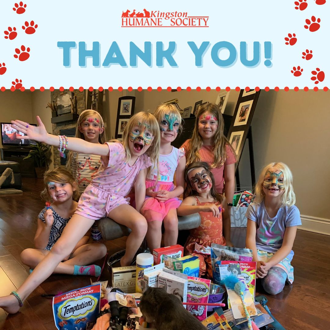 This week's #ThankfulThursday goes out to Lauren!

Lauren recently celebrated her sixth birthday and asked her friends to bring donations to KHS instead of birthday gifts! They donated lots of toys, treats, and supplies of all kinds.

Happy belated birthday and thank you, Lauren!