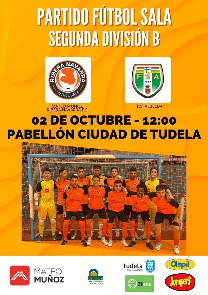 RiberaNavarraFS's tweet photo. 🔶 𝐌𝐚𝐭𝐞𝐨 𝐌𝐮𝐧̃𝐨𝐳 𝐑𝐍

📅 Domingo
🕒 12:00
🆚️ @ALBELDAFS
🏟 Ciudad de Tudela 

🎟 Abonados del primer equipo y aficionados con Carnet de simpatizante: Gratis
🎟 Público General: 3€

#VamosMiRibera🧡🖤 https://t.co/afpcVNTN0x