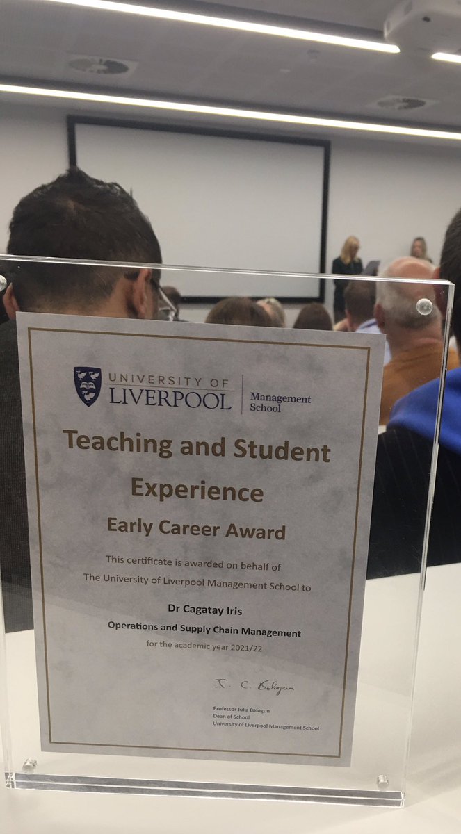 I received a Teaching and Student Experience award for the 2021/22 academic year at the University of Liverpool Management School <a href="/UoLManSchool/">UoL Management School</a> . The award is based on my average student feedback score, innovation in teaching, and master programme leadership activities. 🎊🎊🚀🎉