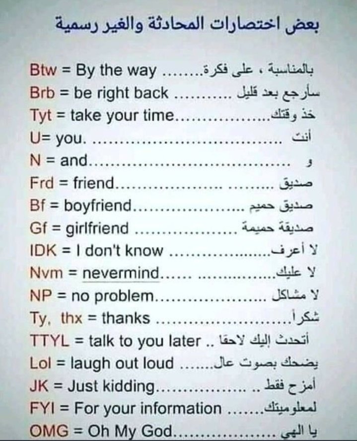_4English's tweet photo. 🔴🔴
بعض اختصارات المحادثة... https://t.co/JbhR98H9oe