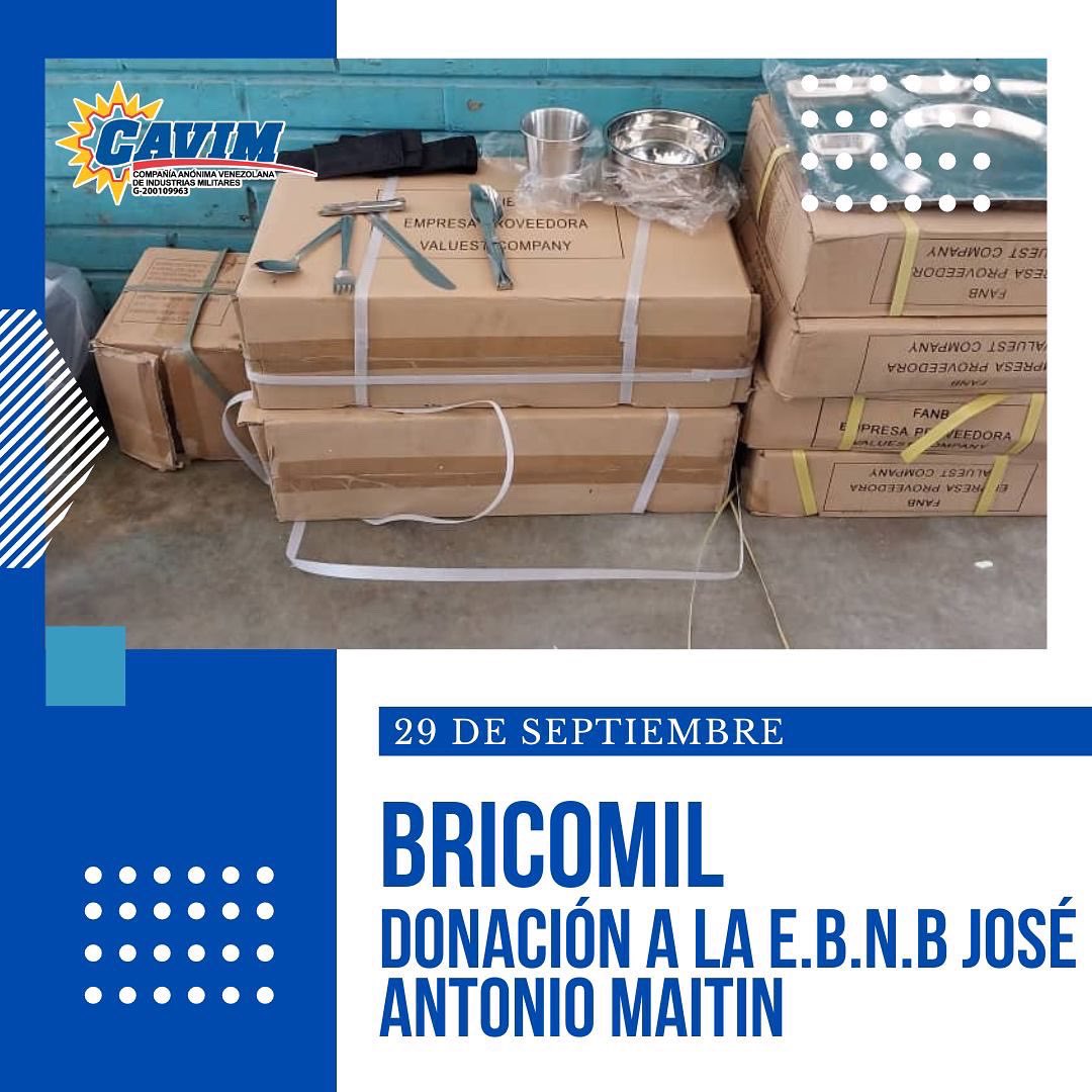 Cavim_Fanb's tweet photo. @cavim_fanb efectuó donación de utensilios para que nuestros niños y niñas de la patria puedan efectuar la alimentación ¡Trabajamos para el Pueblo! En perfecta unión Cívico militar.
.
#bricomiles #bricomil #vmpdd #motorindustriamilitar #fanb #venezuela #aragua https://t.co/x8Gm2ub2ZL