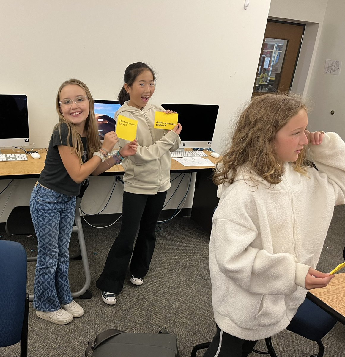mme_kerr's tweet photo. So lovely watching 6th graders surprise themselves with how much they can already say at the end of 1 month in French (3 days/week)! We reflected on the importance of growth mindset when taking risks and celebrating progress along the way🌻 https://t.co/rmXGC1PAmv