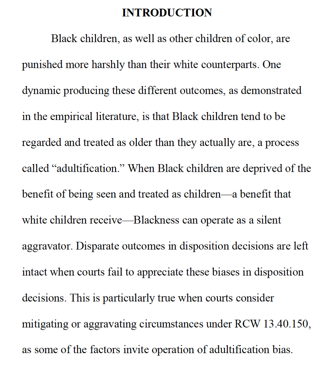 KorematsuCtr's tweet photo. Oops. We did it again.

Civil Rights Clinic @SeattleULaw filed amicus brief on Monday.

"Black children, as well as other children of color, are punished more harshly than their white counterparts....
Blackness can operate as a silent aggravator."

What will courts do about this? https://t.co/ZMgLYnrwmz