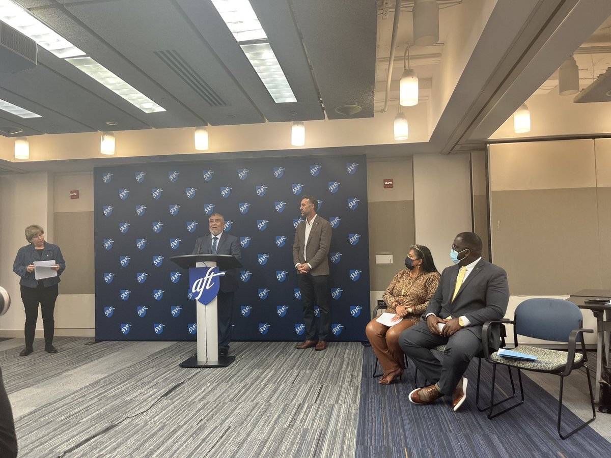 <a href="/jjramz/">Juan Ramirez</a> (pictured speaking) and @jeff_freitas of <a href="/UTLAnow/">United Teachers Los Angeles</a> and <a href="/CFTunion/">CFT</a>, respectively accept the grant to California from this partnership. #WhatKidsNeed