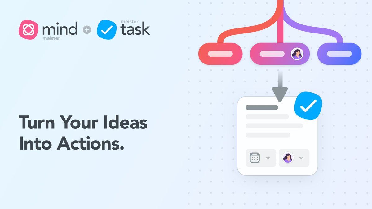 mindmeister's tweet photo. Need one good reason to try our MindMeister-MeisterTask integration? We have 3!  🙌

1️⃣ Assign tasks to map collaborators and keep the overview.
2️⃣ Link to #MeisterTask projects to manage multiple projects.
3️⃣ Create and assign tasks without leaving #MindMeister. https://t.co/VZDbLPQGzt