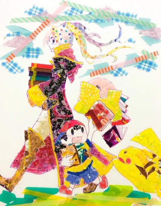 支部に昔ペタペタしてたマステ絵あったので載っけとく。よくこんな細かく切ったりちぎったりしてまぁ 