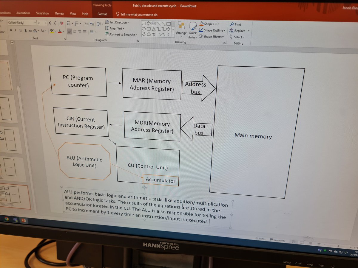 MrsVFosterCS's tweet image. Year 10 Computer Science students at @HumphreyPerkins have been learning about the Fetch Decode Execute cycle and I've been super impressed with the work they are producing!
#teachingcomputing #systemsarchitecture #OCRComputing #Dualcoding #metacognitivetechnique #scaffolding