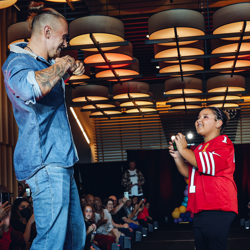 49ers's tweet photo. Yesterday, the #49ers kicked off their fourth #CrucialCatch Fashion Show presented by @DignityHealth.

Cancer warriors were escorted down the runway by 49ers players in clothes donated by @Levis while stories of their strength and courage were shared! 💪