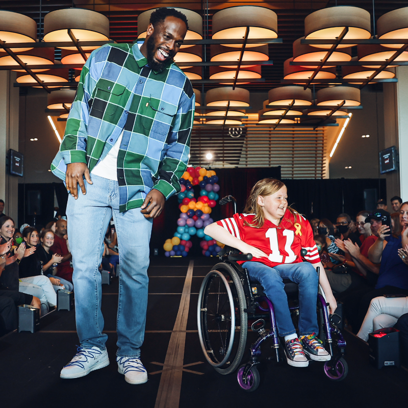 49ers's tweet photo. Yesterday, the #49ers kicked off their fourth #CrucialCatch Fashion Show presented by @DignityHealth.

Cancer warriors were escorted down the runway by 49ers players in clothes donated by @Levis while stories of their strength and courage were shared! 💪