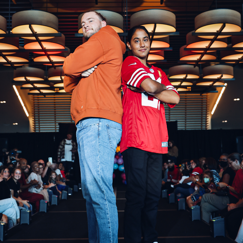 49ers's tweet photo. Yesterday, the #49ers kicked off their fourth #CrucialCatch Fashion Show presented by @DignityHealth.

Cancer warriors were escorted down the runway by 49ers players in clothes donated by @Levis while stories of their strength and courage were shared! 💪