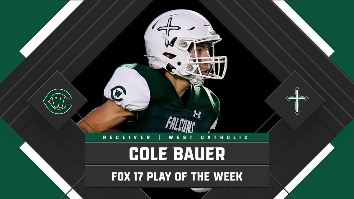 Player Spotlight 

Congrats to our junior receiver <a href="/Bauer_Cole2/">Cole Bauer</a> for winning Fox 17’s Play of the Week honor for his big time catch this past Friday. Proud of you, CB! 

#WeTheWest