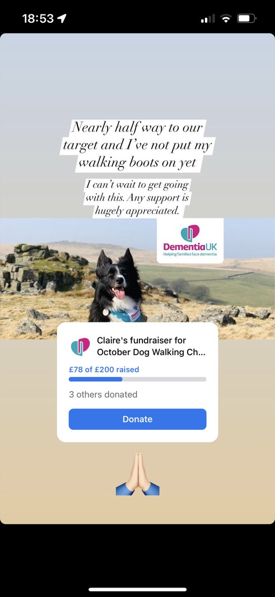 I’m taking part in the Oct walking challenge to help raise money for Dementia UK

I know times are tough for everyone, but if you could spare a bit, we can easily reach the target 🎯 

100km in a month

Any support is hugely appreciated 🙏🏻

facebook.com/donate/1856130…

<a href="/Buxton_News/">Buxton Advertiser</a>