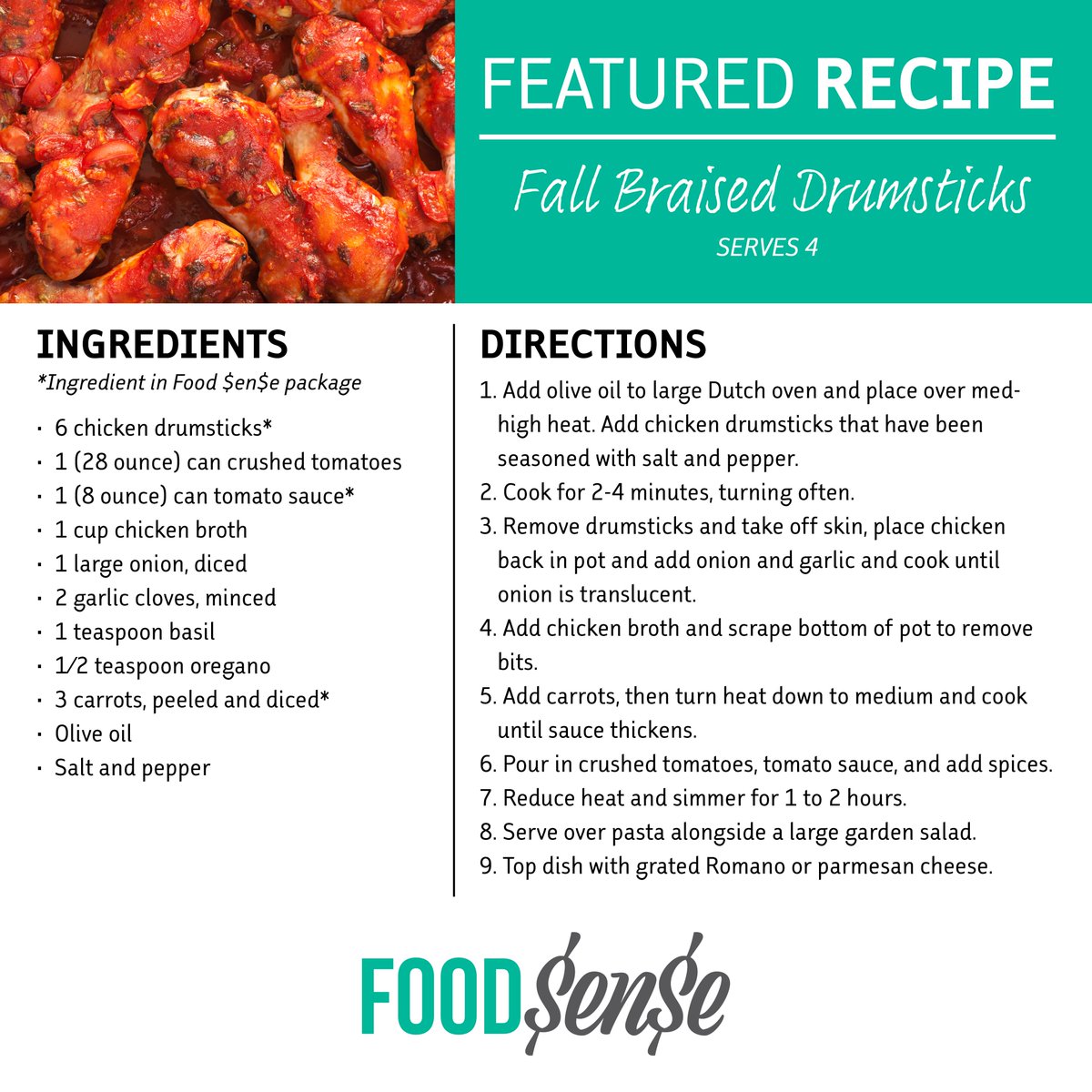 FoodBankofCNY's tweet photo. Have you seen our September #FoodSense newsletter? 👀
This month's featured #recipe for #Fall Braised Drumsticks is perfect for colder days ahead! 😋🍂
Also inside, you'll find October's package and special items, including Italian Meatballs and Cheese Lasagna Roll-Ups. 🍝 https://t.co/voZY7sp2CM