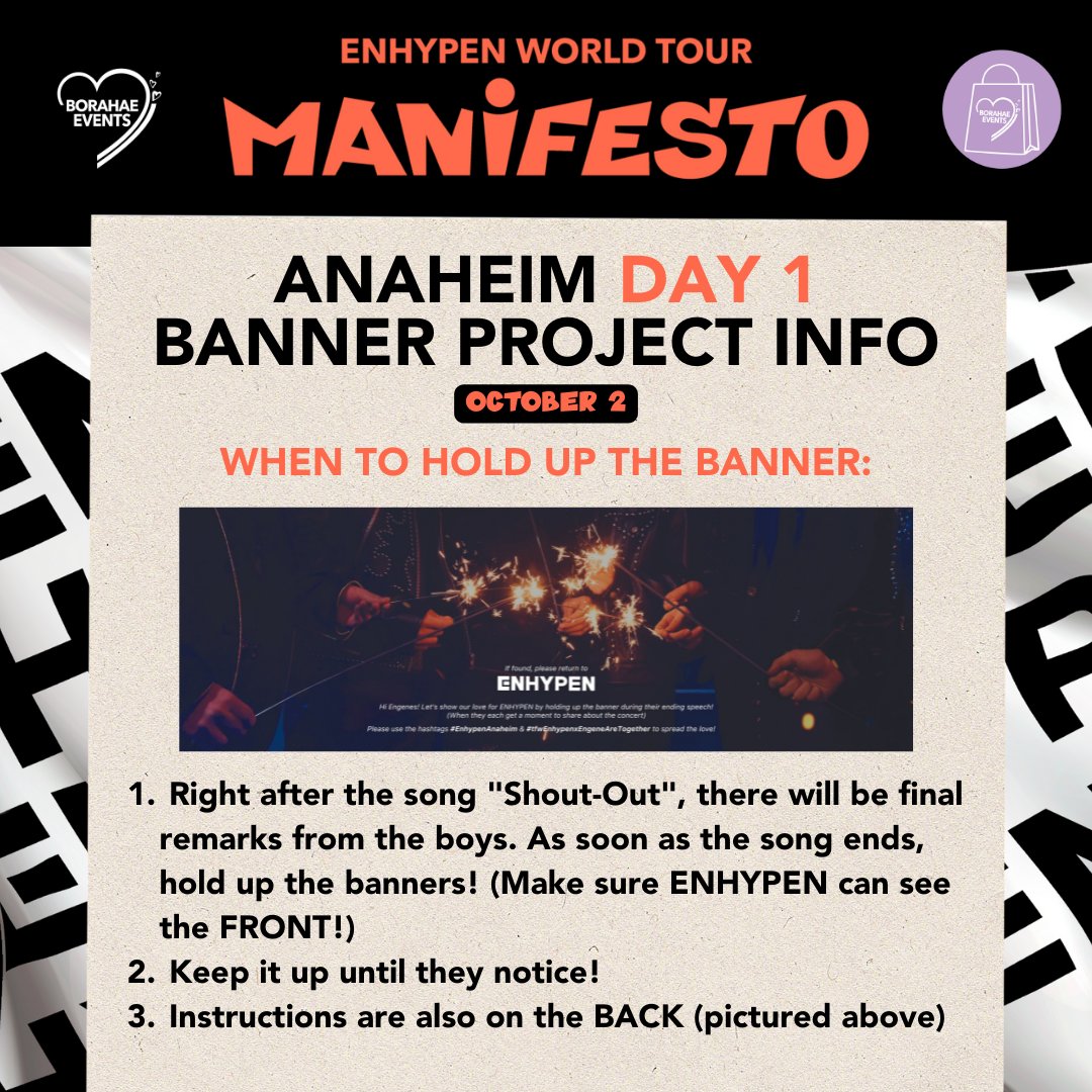 ENHYPEN UPDATES on Twitter: "ENHYPEN World Tour MANIFESTO in U.S. Banner  Projects 🎤 To all ENGENEs attending, please be aware of the respective  banner projects prepared for your stop. See thread below