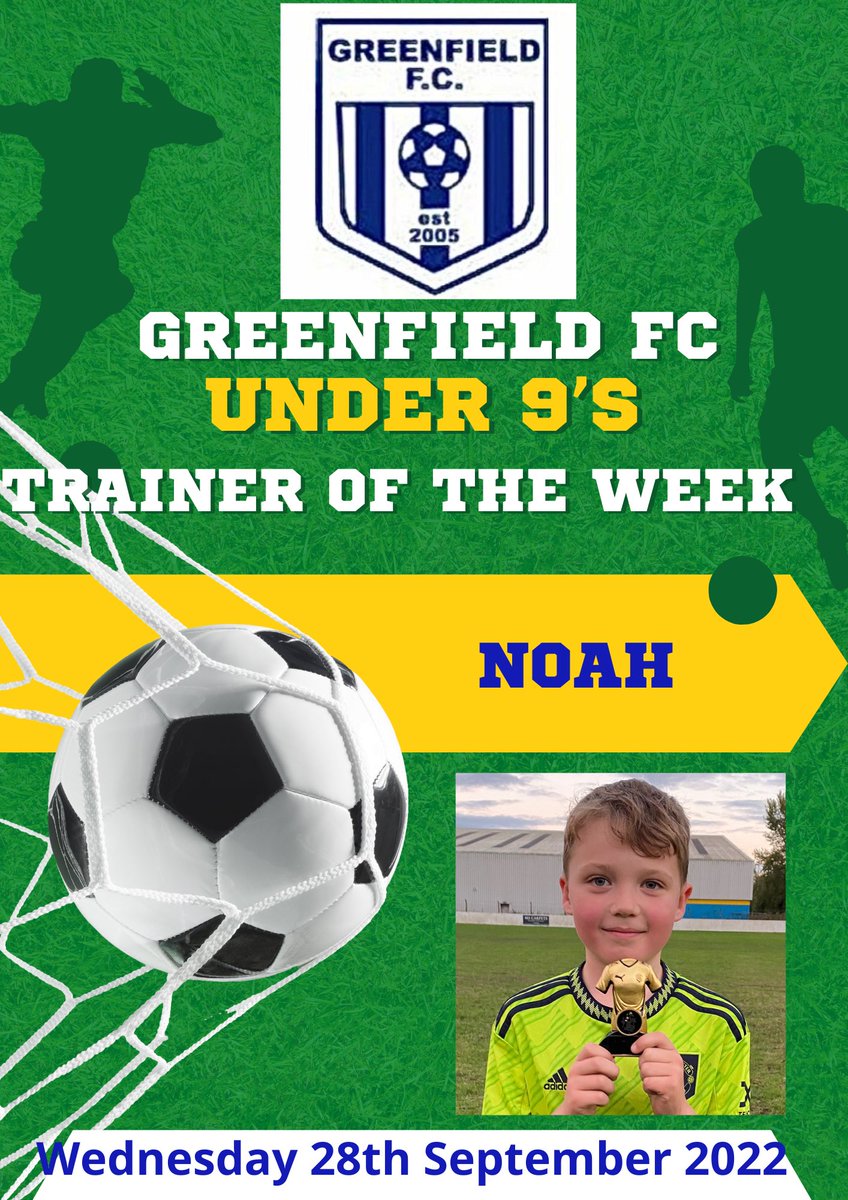 Nice to see a couple of new faces at training this week and to see the Team being so welcoming.High energy session with all the boys working hard.A big well done to our Trainer of the Week Noahfirst session with us and listened,took it all in and performed amazing!@Greenfieldfc