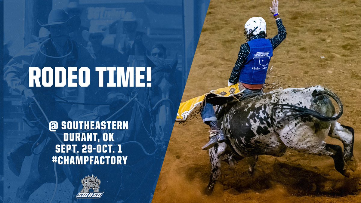 SWOSUAthletics's tweet photo. Ridin' again 🤠‼️
@SwosuRodeo
🐎 Southeastern Rodeo
📍 Durant, OK
🗓️ Sept. 29-Oct. 1
#ChampFactory x #BlueCollar https://t.co/BmfC21T5Ng