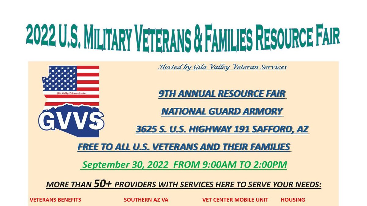 EACSBDC's tweet photo. We'll be at the annual Resource Fair on September 30, 2022 from 9 a.m. to 2 p.m. to provide small business resources to our valued military veterans and their families! #azsbdc #eacsbdc #easternarizonacollege https://t.co/DWPfhXcm0P