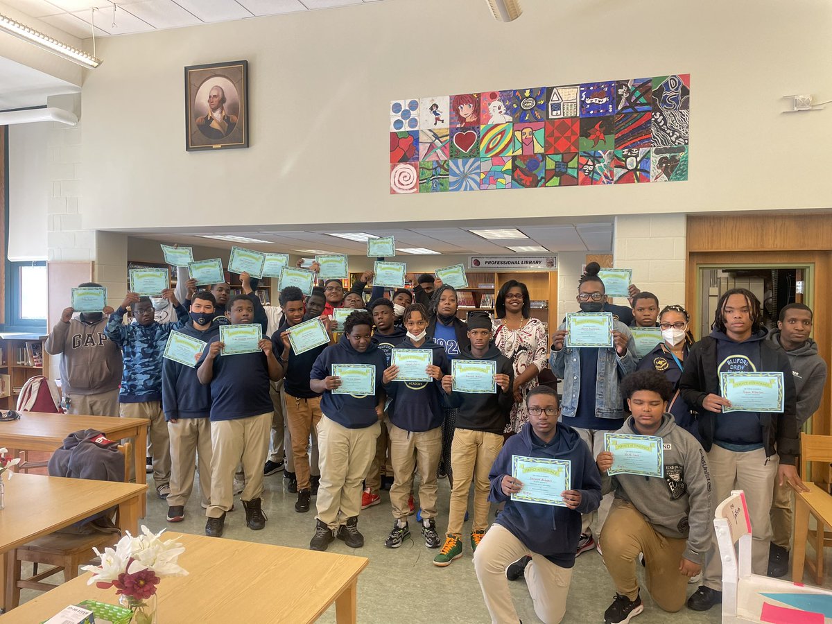 Scholars at @BlufordStem were honored today during an attendance ceremony. We had a special surprise guest,  @SonjaSantelises !   @BDJprincipal4  @BaltCitySchools    #school #attendance #perfectattendance #baltimorecity #education #CitySchools #honor #surprise