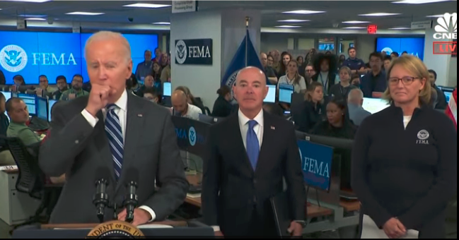 VRWCTexan's tweet photo. Biden in DC visits FEMA headquarters for a photo op, and blurts this out to the media:
“This #could_be the deadliest hurricane in Florida’s history. The numbers are still unclear, but we’re hearing early reports of what may be substantial loss of life.” https://t.co/byo09RualT