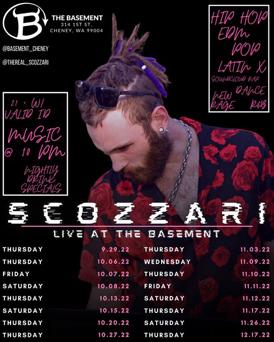 Starting TONIGHT all the way to December I&rsquo;ll be back playing that heat for you at The Basement in Cheney