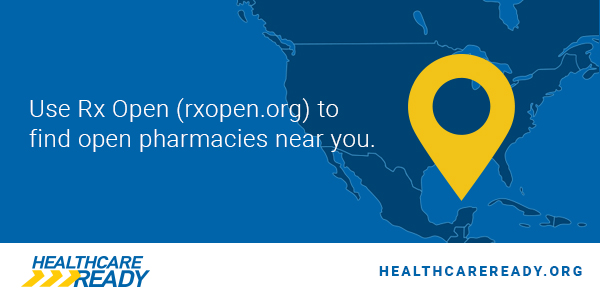 HC_Ready's tweet photo. Healthcare Ready's #RxOpen has been updated as of 2pm today and is currently activated for PR, GA, FL and SC. For info on the operating status of healthcare facilities in areas impacted by disaster visit https://t.co/2TxueTAPPO  #HurricaneIan #HurricaneFiona https://t.co/PuDtLVf2Fr