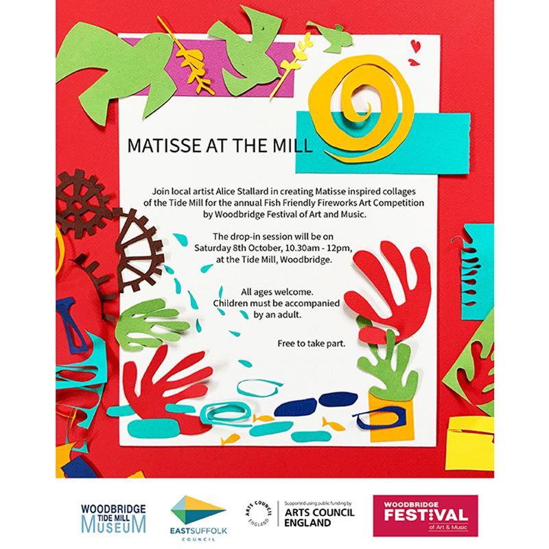 Matisse at The Mill next Saturday the 8 Oct 10:30am - Noon. You might get yours projected on the Mill! #choosewoodbridge #kidsinmuseums #woodbridgetidemillmuseum #woodbridgetidemill #craftevent #craftevents