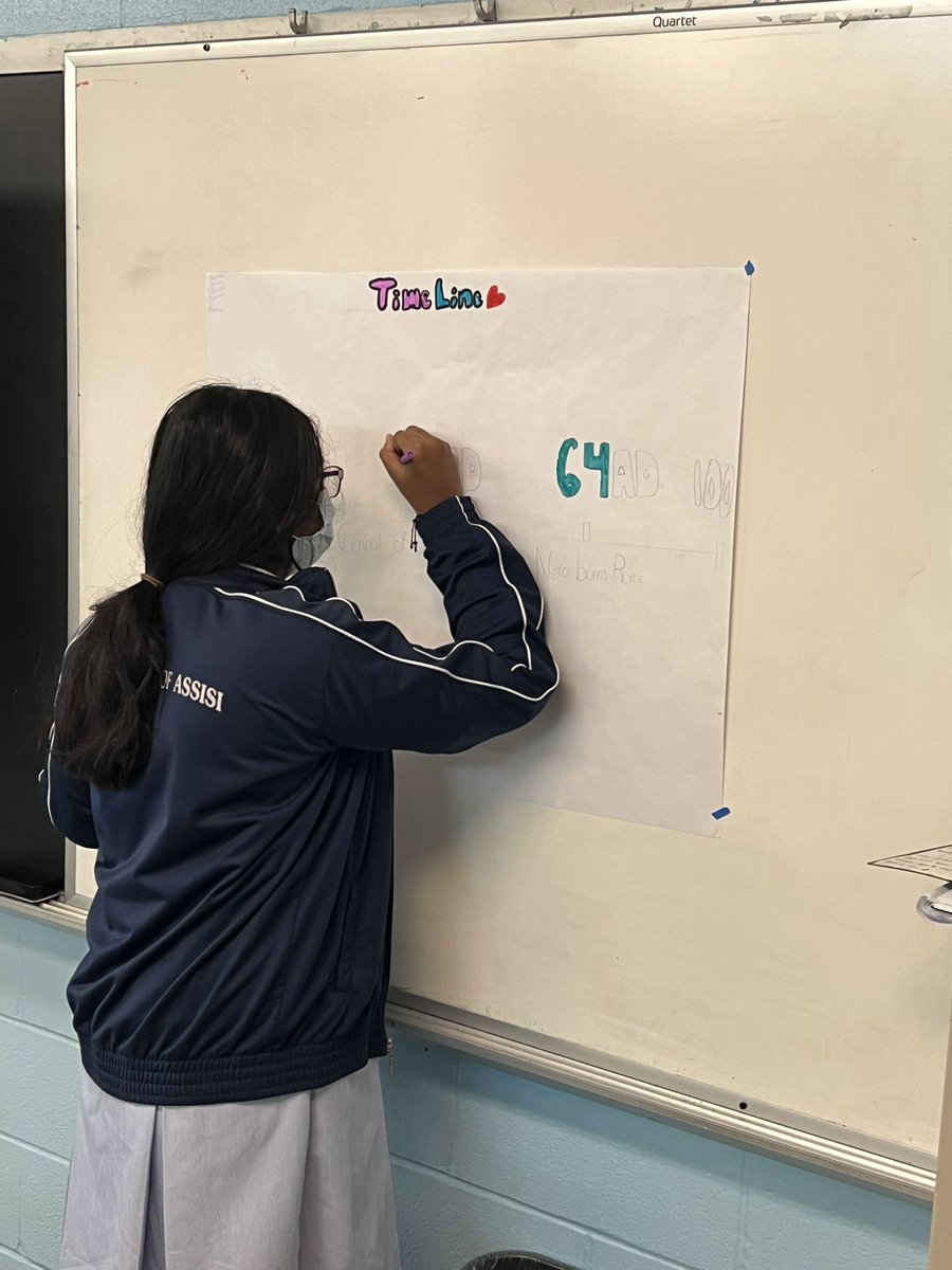 Grade8SFABX's tweet photo. @Grade8SFABX hard at work on timelines for the first 500 years of Church history. It helps them understand that many significant events occurred in the same eras of the early Church. @SFABronx #religion #history https://t.co/OWF95nn4Yq