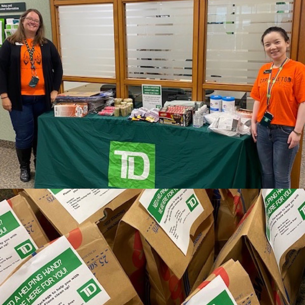 Proud of our <a href="/TD_Canada/">TD (Canada)</a> colleagues at various locations in NS and across PEI who are supplying their communities with recycling bags, work gloves, granola bars and more to support with Fiona recovery efforts.💚