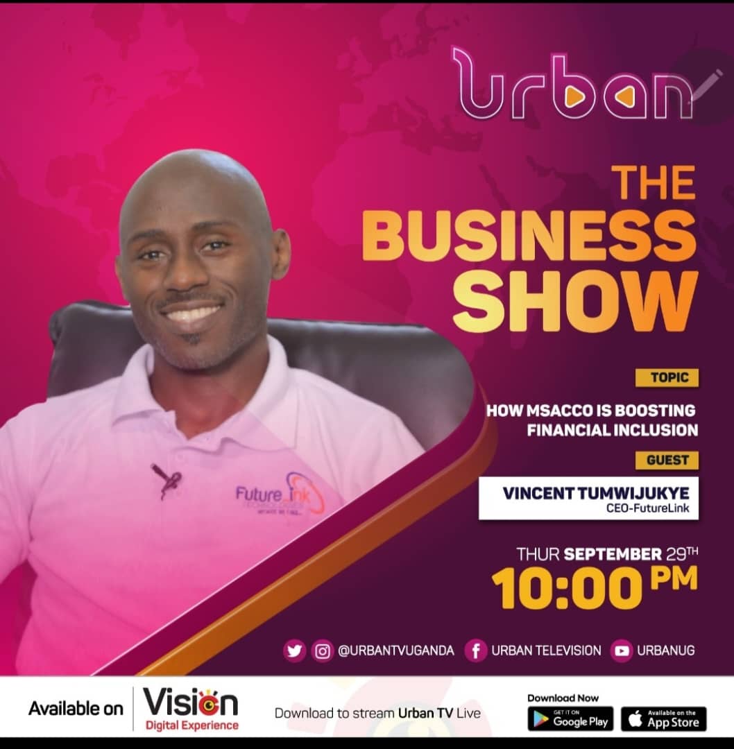 I will be on <a href="/UrbanTVUganda/">Urban Television</a> at 10pm tonight to discuss <a href="/FutureLinkTechn/">FutureLink Technologies</a> efforts in democratizing Uganda's financial services in collaboration with SACCOs and MFIs. Tune in.