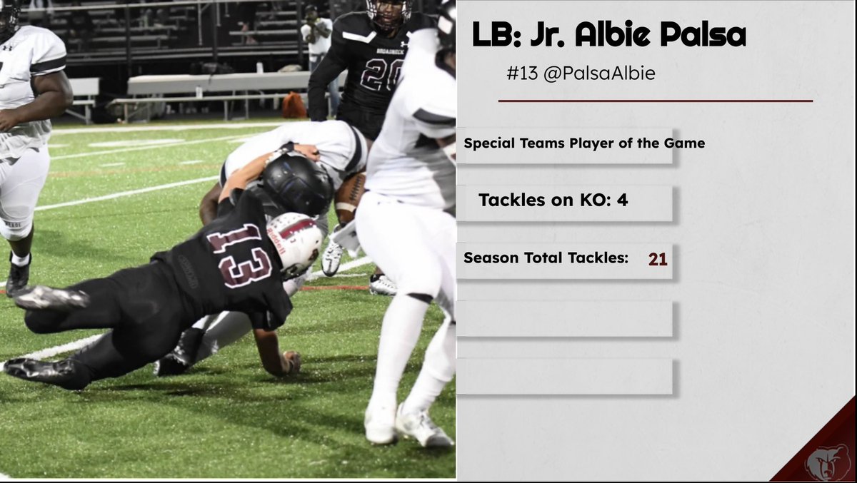 broadneckfb's tweet photo. Week 4 Special Teams Player of the Game @PalsaAlbie https://t.co/czgKWbOlDl