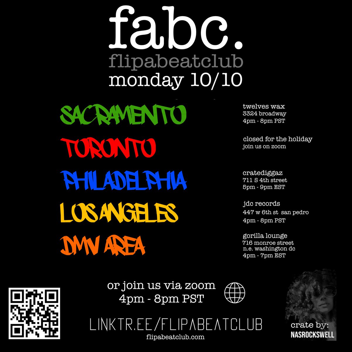 flipabeatclub's tweet photo. FABC 12 will complete a full year of sessions. One love to everyone who joined a session and shared a post. We love our community 

This month we’ll have a special crate from the homie  @nasrockswell you’re gonna go crazy for these joints. 🔊🔊🔊🔊 https://t.co/Z9KZuN3o7D
