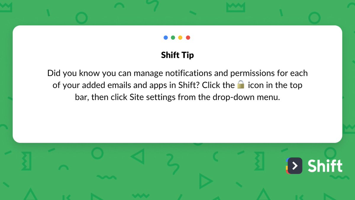 shiftbrowser's tweet image. Shift gives you complete control over your permissions with customizable preferences for everything you’ve added to your setup. 

Click this link for a comprehensive guide: support.tryshift.com/kb/article/685…
.
.
.
#shifttips #productivity #appsforwork #productivework #marketing #shift