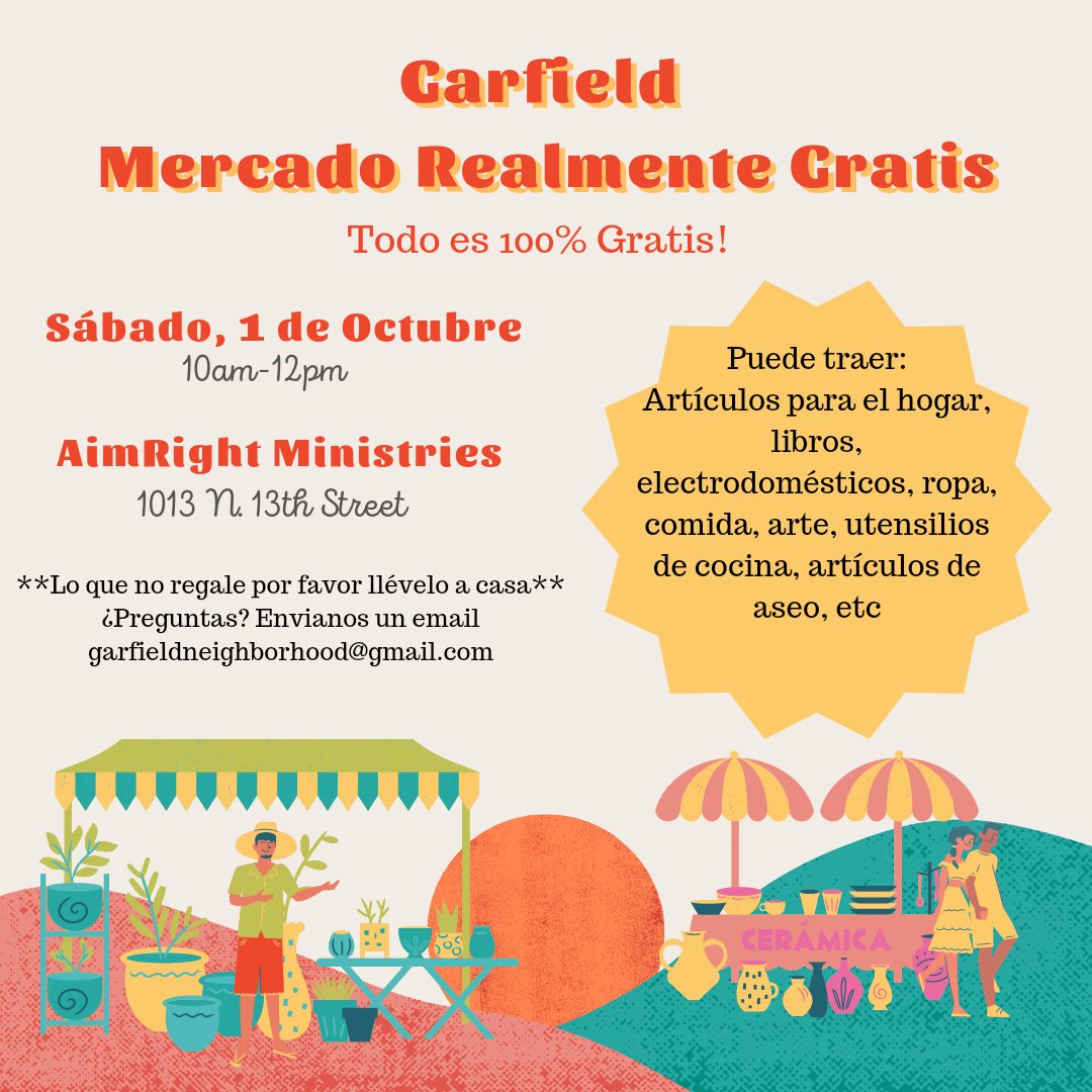 This Saturday 10/1! Join us at the Garfield Really Really Free Market at AimRight Ministries 1013 N. 13th Street from 10am-12pm. We'll have TWO Community Menders repairing and mending clothes on site! We'll also have Community Partners GoWithTheFlow, @aawlspca, and <a href="/TrellisAZ/">Trellis</a> !