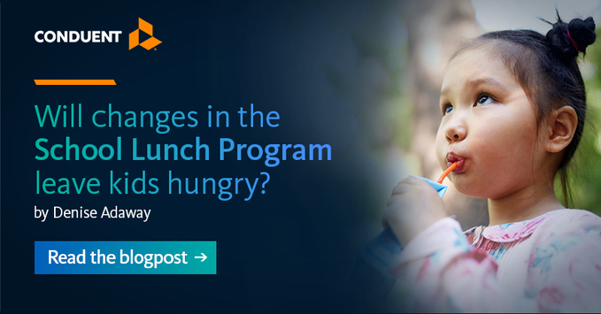 ConduentGovServ's tweet photo. Along with SNAP and TANF, the National School Lunch Program (NSLP) fights food insecurity for America’s kids. Conduent’s Denise Adaway offers perspective on recent NSLP changes. #HungerActionMonth https://t.co/UclAGTiLK3 https://t.co/B5EFT8sUZX