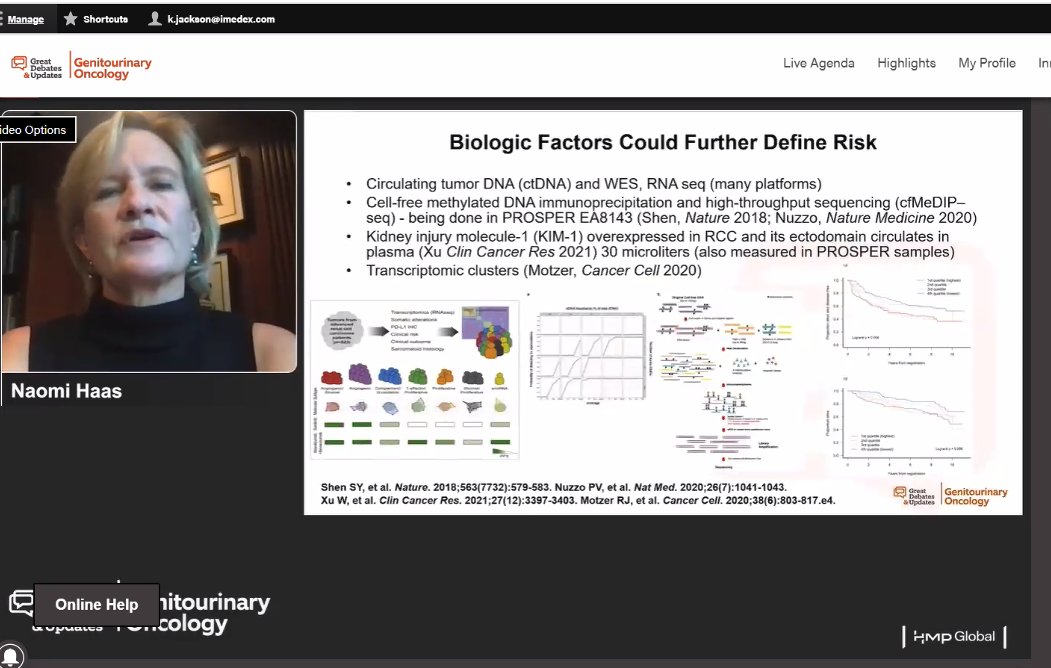 Starting off day 2 of #GDUGU2022 with a session on hot topics in #kidneycancer -- first a great talk from #NaomiHaas with updates on perioperative/adjuvant treatments for #kidneycancer -- patient selection will be key to find the patients to benefit most.