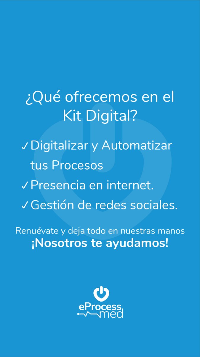¿Qué ofrecemos en el Kit Digital?

-Gestión de procesos.
-Presencia en internet.
-Gestión de redes sociales.

Renuévate y deja todo en nuestras manos ¡Nosotros te ayudamos!