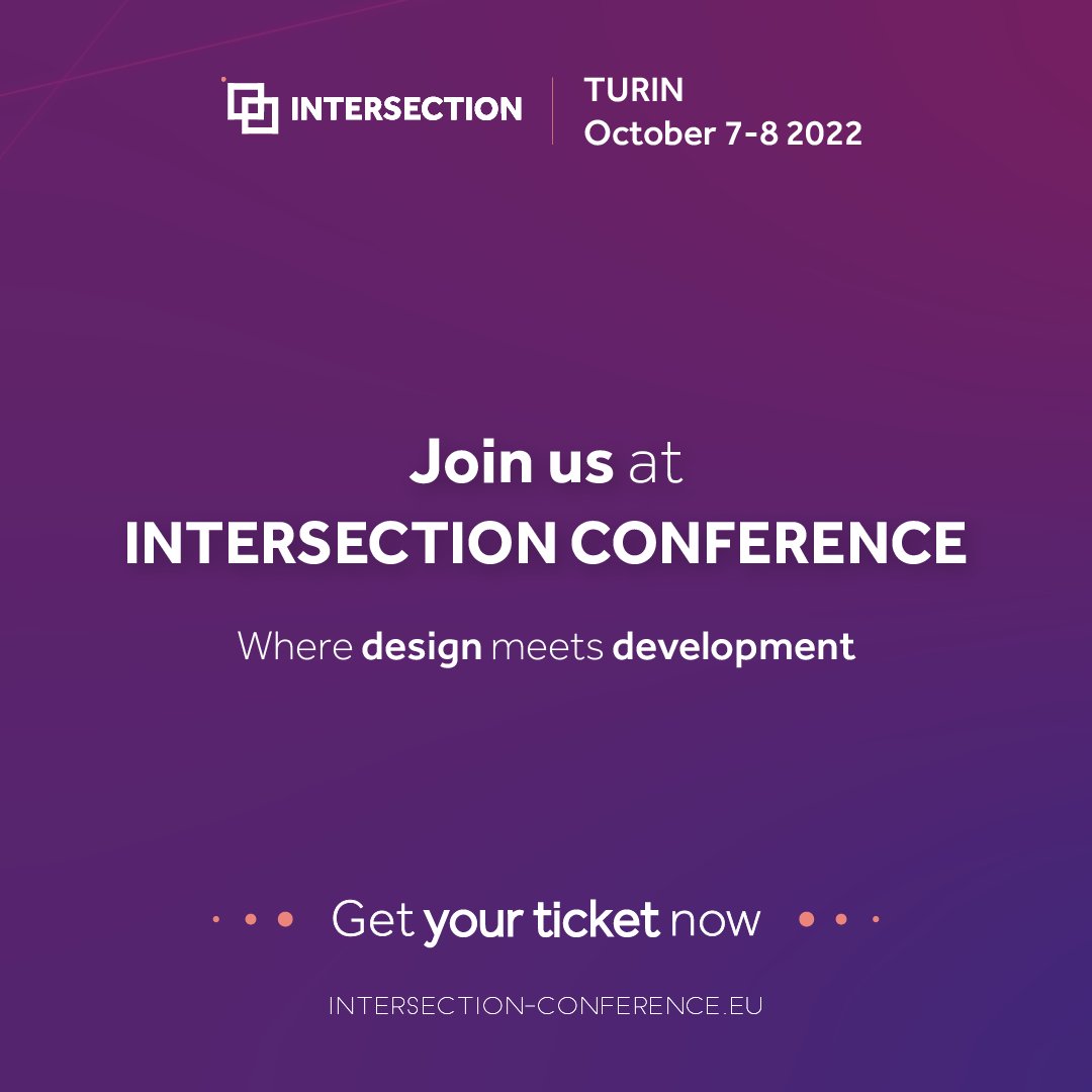 Intersection_eu's tweet photo. #Intersection is the conference to go to if you want to boost collaboration between designers and developers. Get your ticket now 👉 🎟 📆 7 & 8 October 📍 Turin
#IntersectionConference #FastEvolvingTimes #conference #design #development https://t.co/KAOTmaY0P8