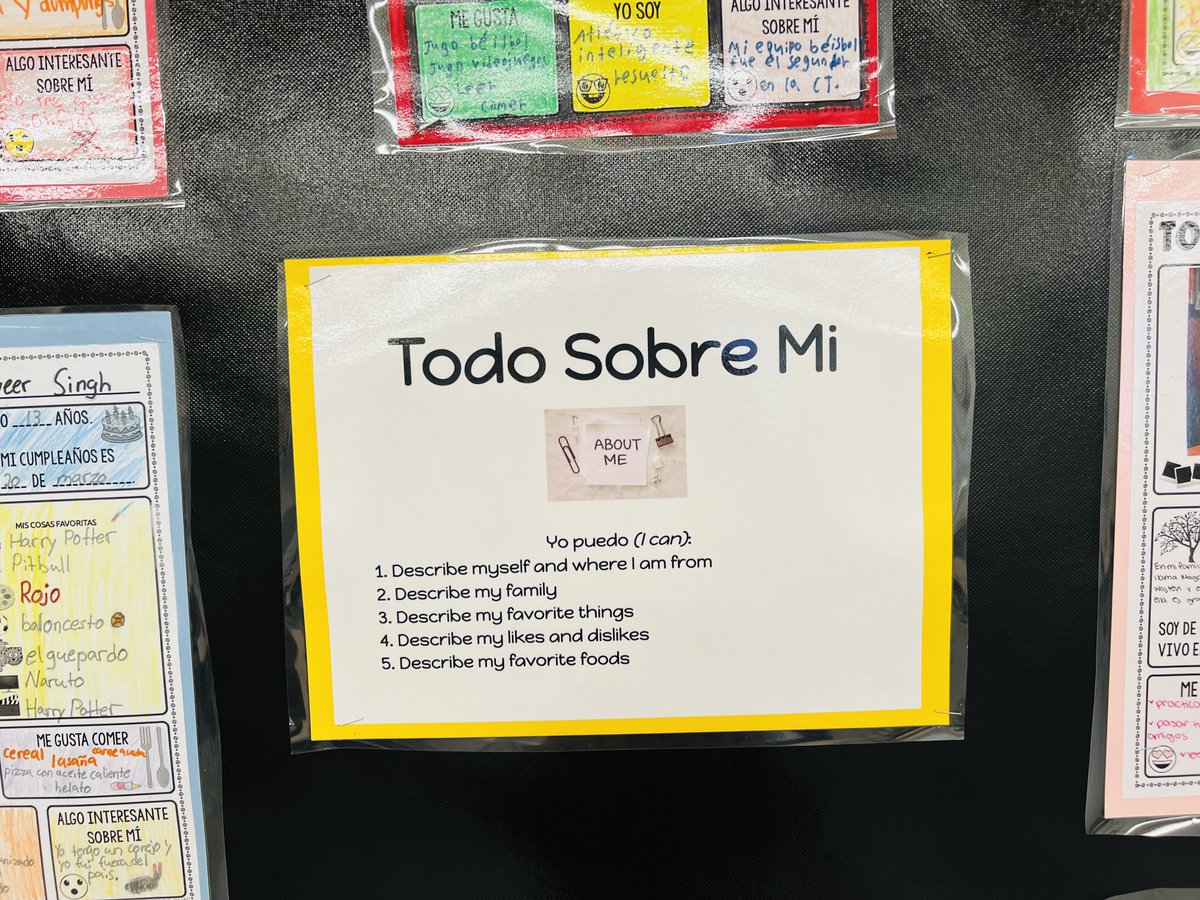 8GMiddlebrook's tweet photo. Spanish class "Todo Sobre Mi" projects are here! Learning Spanish and getting to know more about our students....double score! #WiltonWayCT #MiddlebrookWay https://t.co/aAgswiCl7v